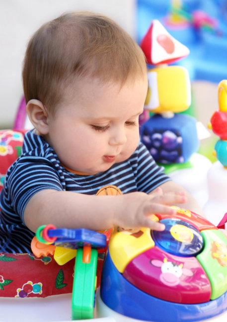 infant playing